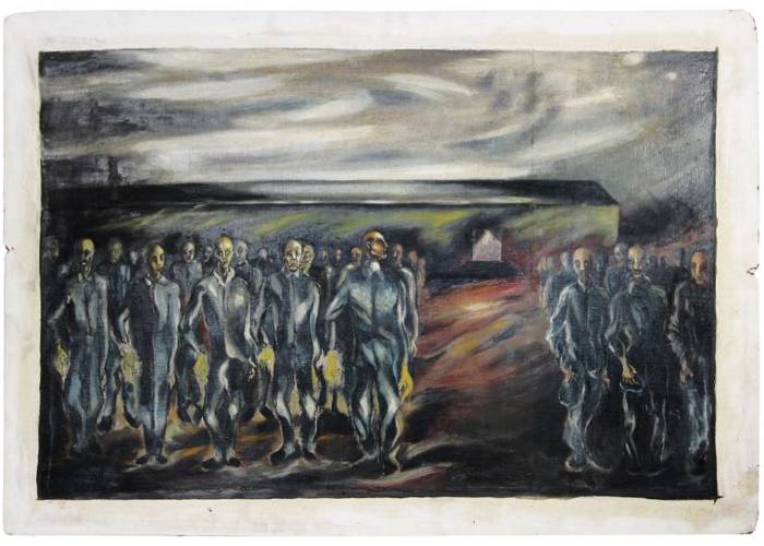 1. «Перекличка в концлагере», 1946, картон, холст, масло, 60x92 см(1)