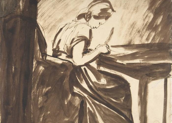 George Romney. A Girl Writing at a Tabl.