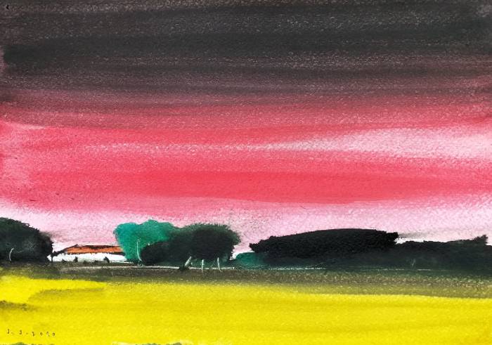Akhra Ajinjal. Landscape. Watercolor. 2020. fragment