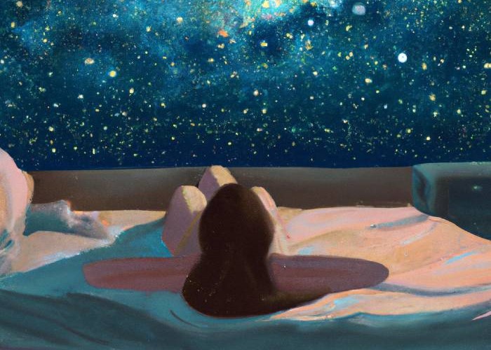 DALL·E-2023-12-07-20.15.16-a-girl-lying-in-bed-and-looking-at-the-night-sky-with-myriads-of-stars-and-galaxies1