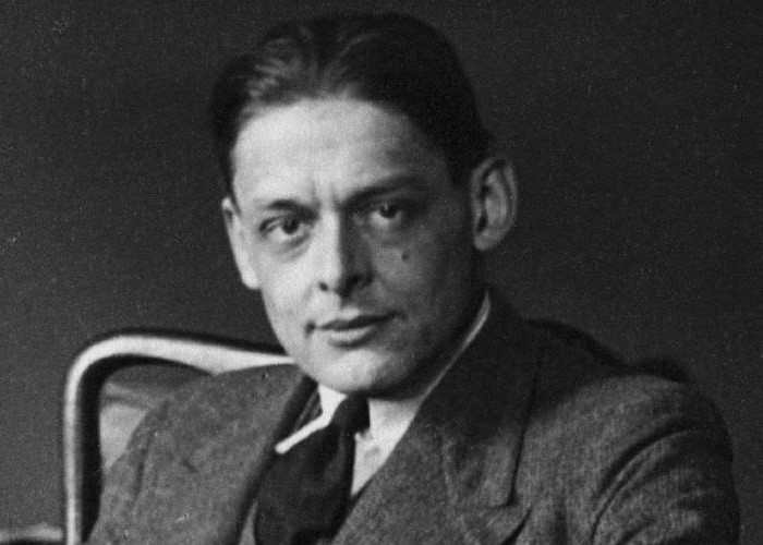 T. S. Eliot in London c. early 1920s. (Houghton Library, Harvard University. Public domain via Wikimedia Commons)